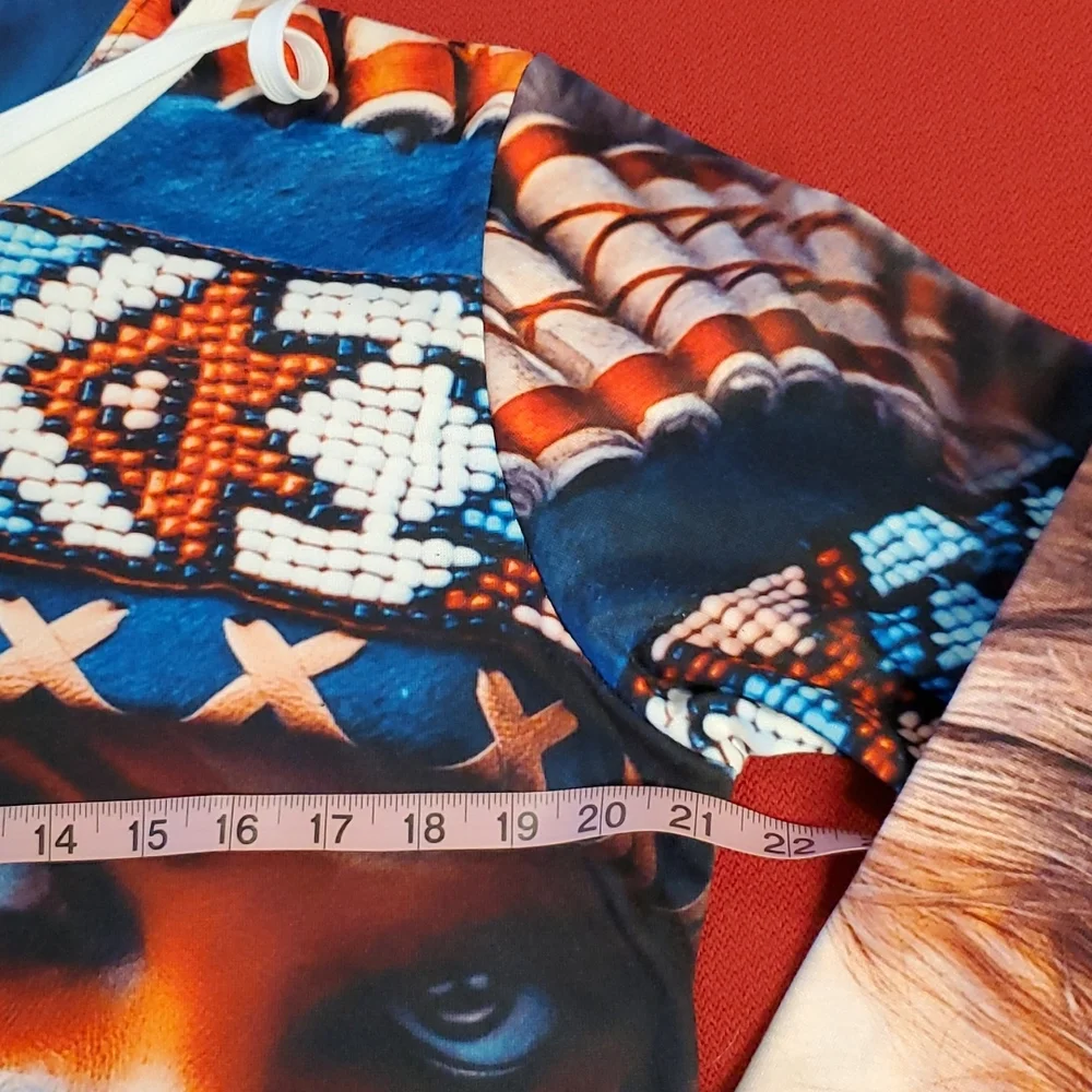 ZOOTOP BEAR Indian girl make up headdress feathers  long sleeve hoodie NWOT XL - Picture 8 of 9